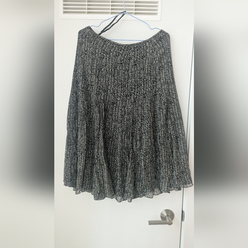 Jones New York Patterned Silk Blend Midi Flowy Skirt Petite 8P Elegant